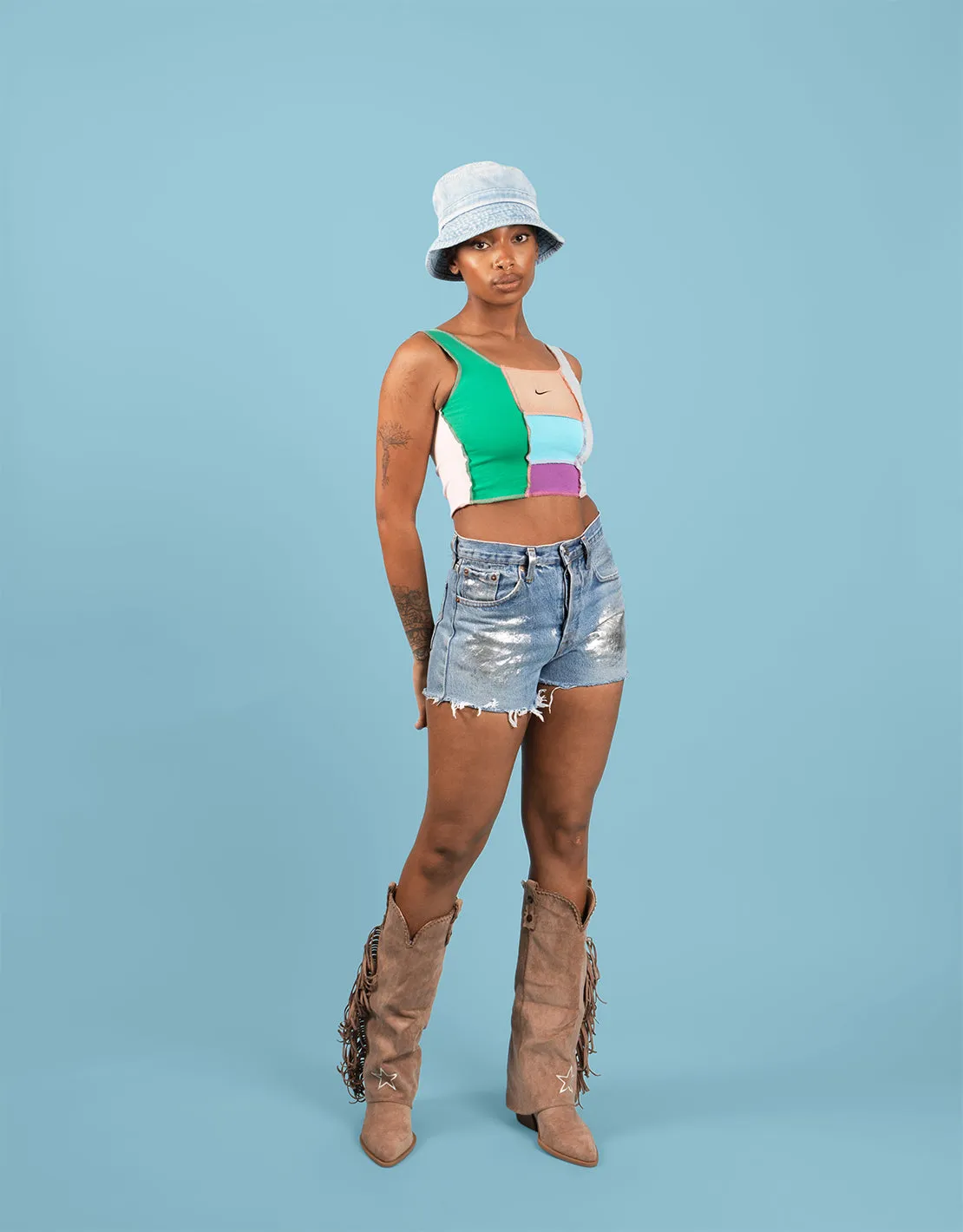 Vintage customized Levi’s metallic shorts
