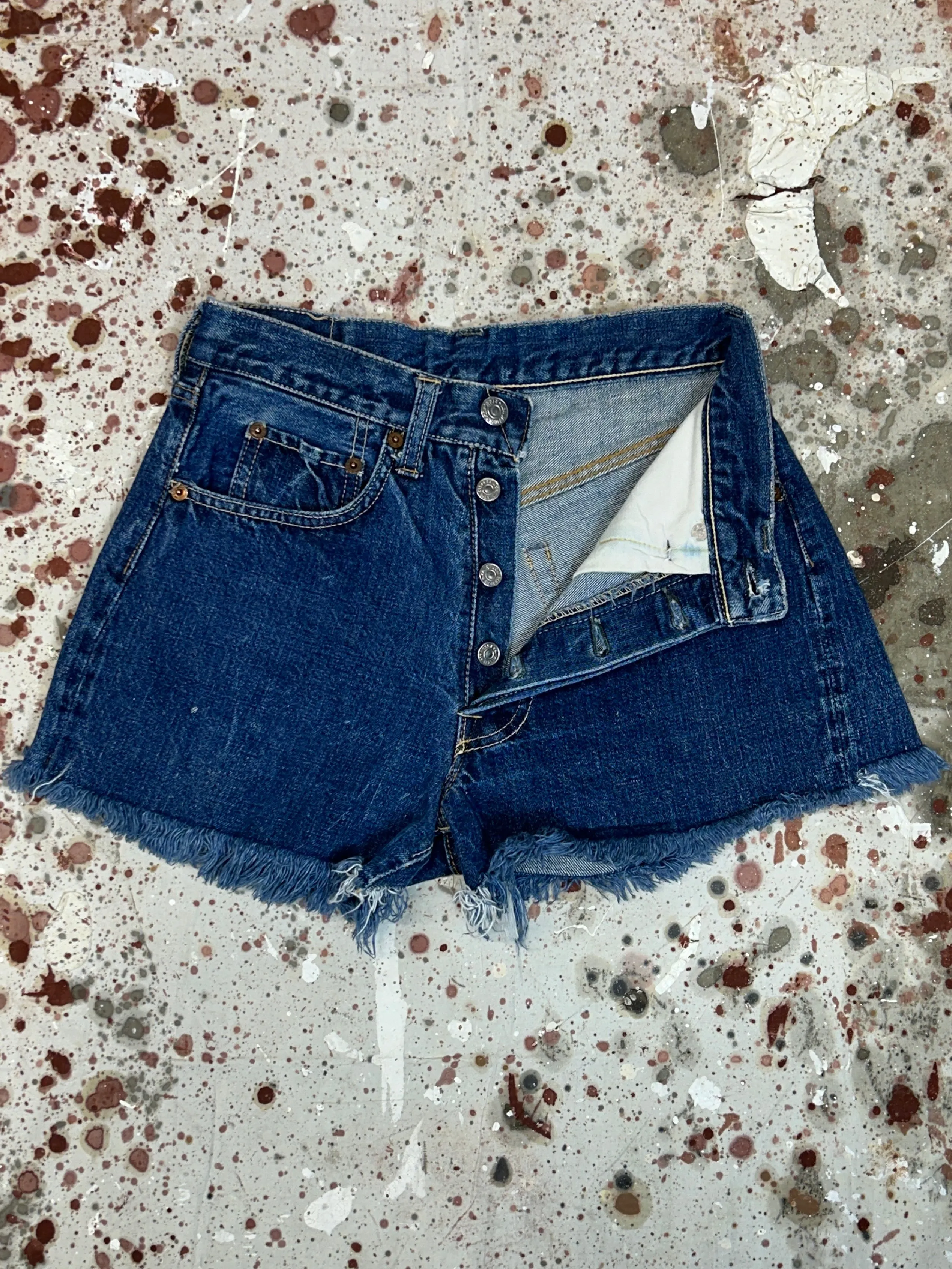 Vintage USA Levi's 501 Big "E" Single Stitch Waist Redline Cut Off Shorts (JYJ0424-175)