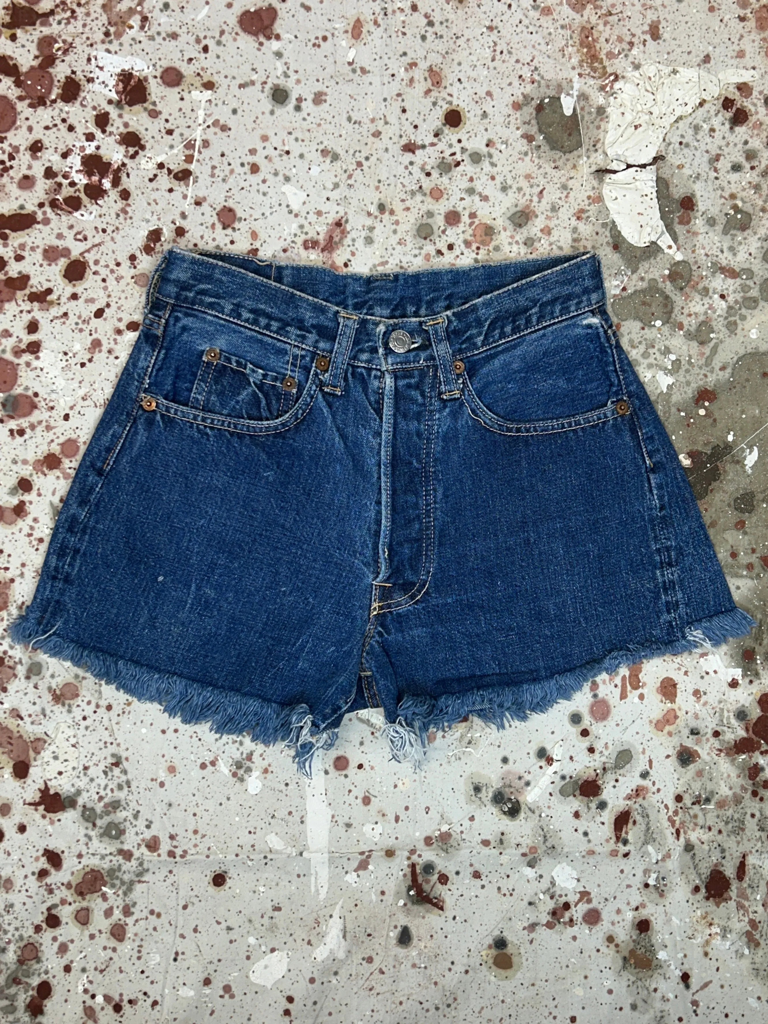 Vintage USA Levi's 501 Big "E" Single Stitch Waist Redline Cut Off Shorts (JYJ0424-175)