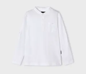 White Cotton Mao Collar Tee
