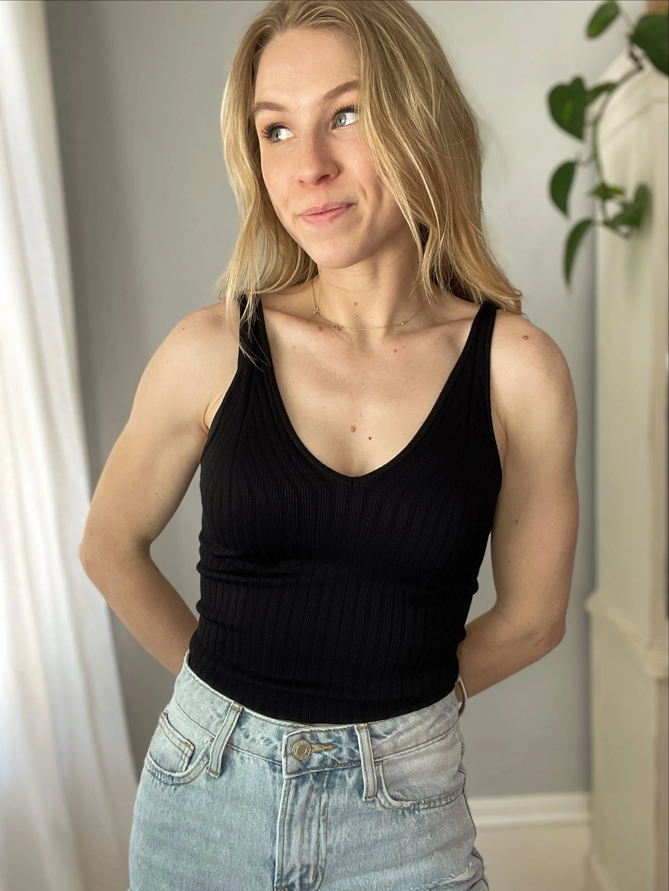 Wide Ribbed Tank Top - Black or Orchid