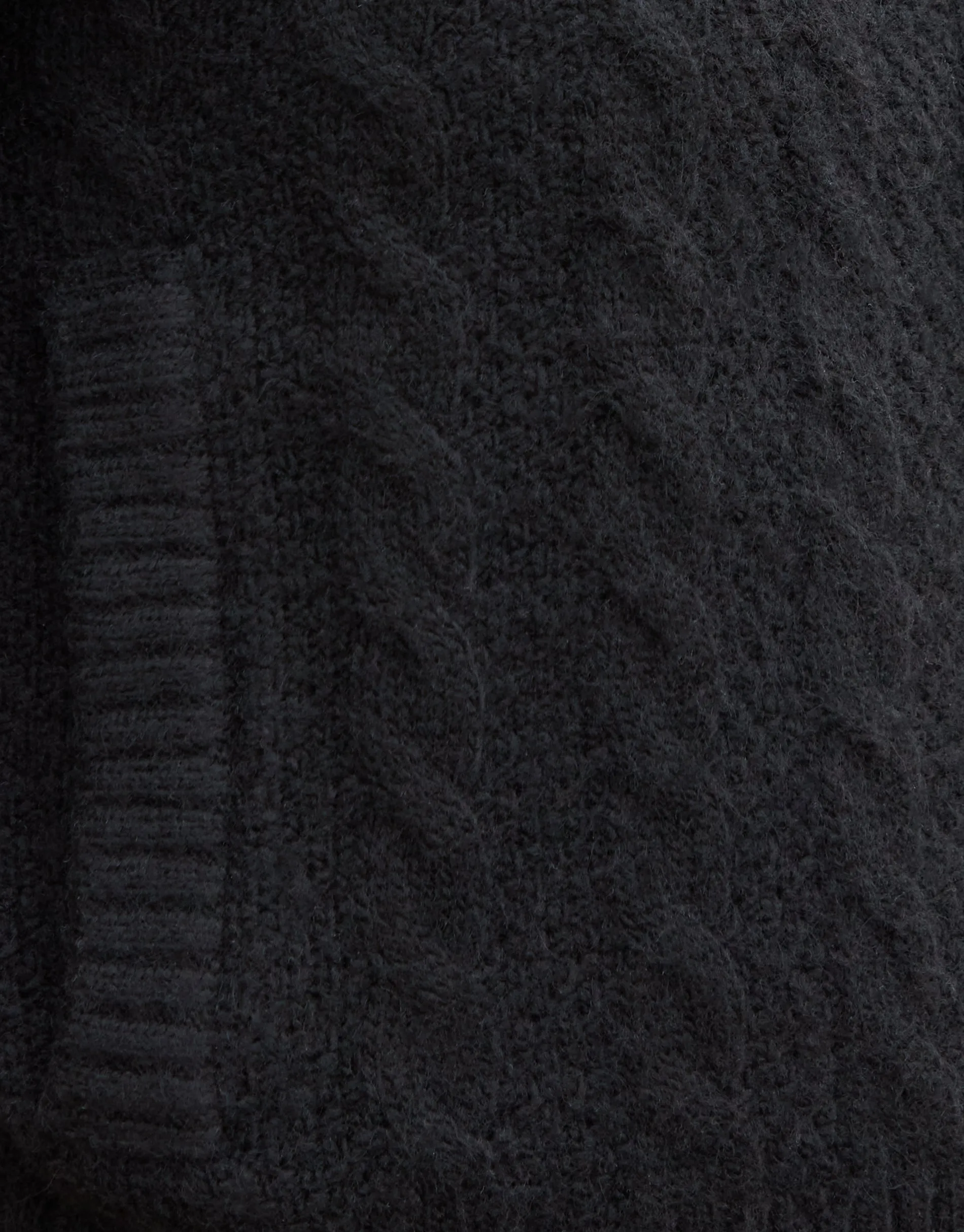Women's Black Cable Knit Zip-Up Bomber Jacket