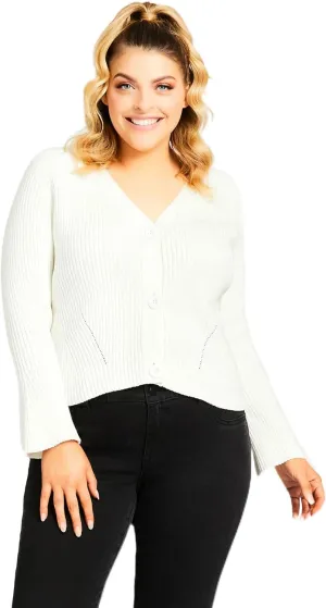 Women's Plus Size Cardi Rib Flare SLV