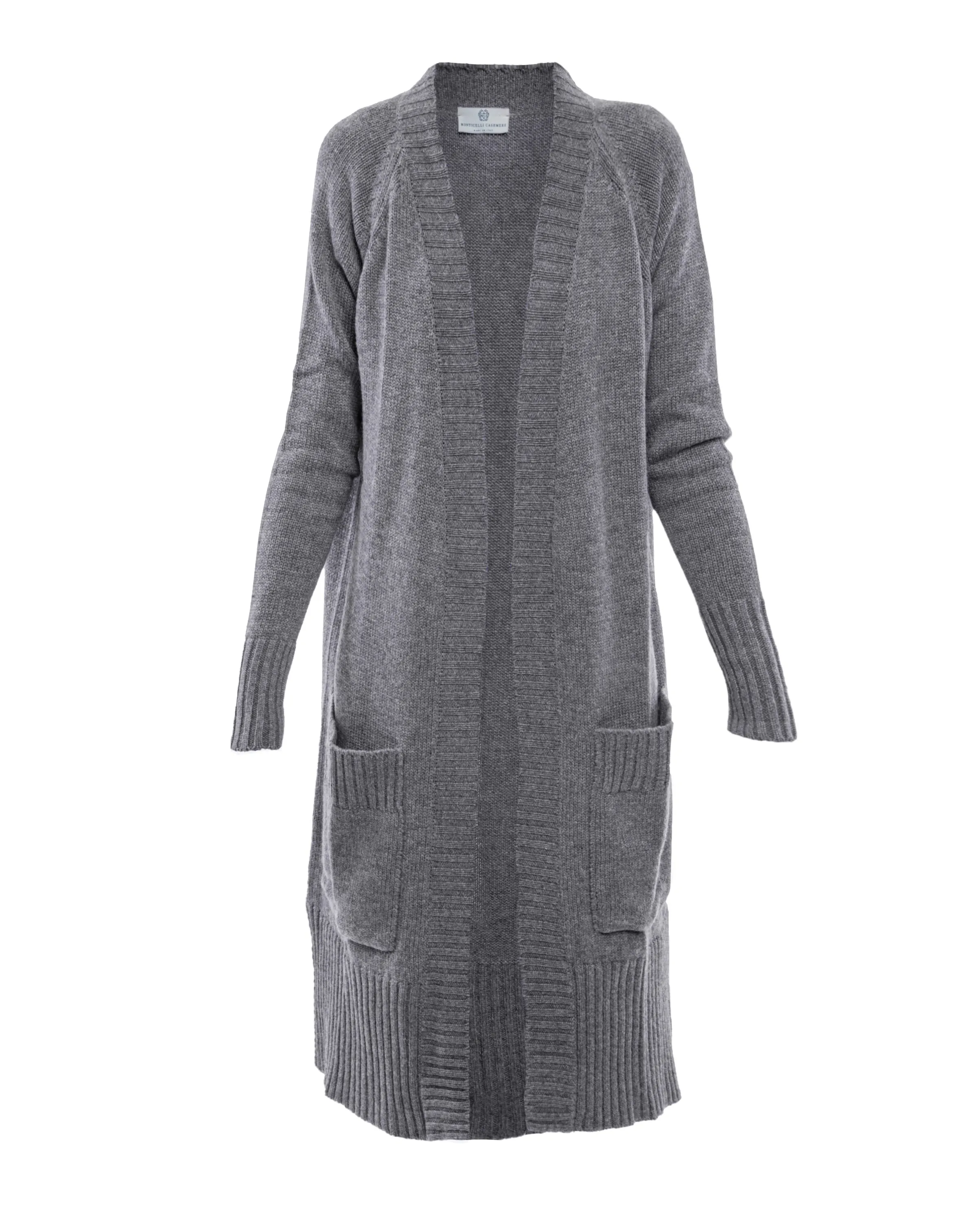 Women's Wool & Cashmere Long Knit Cardigan Coat Dark Gray